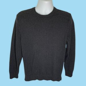 Eddie Bauer Dark Grey Mens 100% Cotton Knit Pullover Sweater Size L